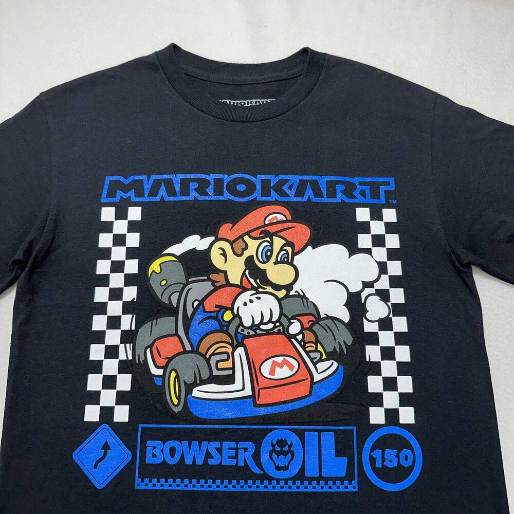 Nintendo Mario Kart Men's Small Black Short Sleeve Graphic T Shirt Bowser Oil - Picture 2 of 11